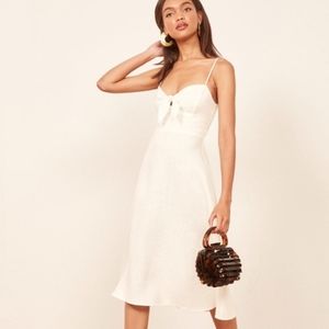 Reformation Clara White Linen Midi Dress 10